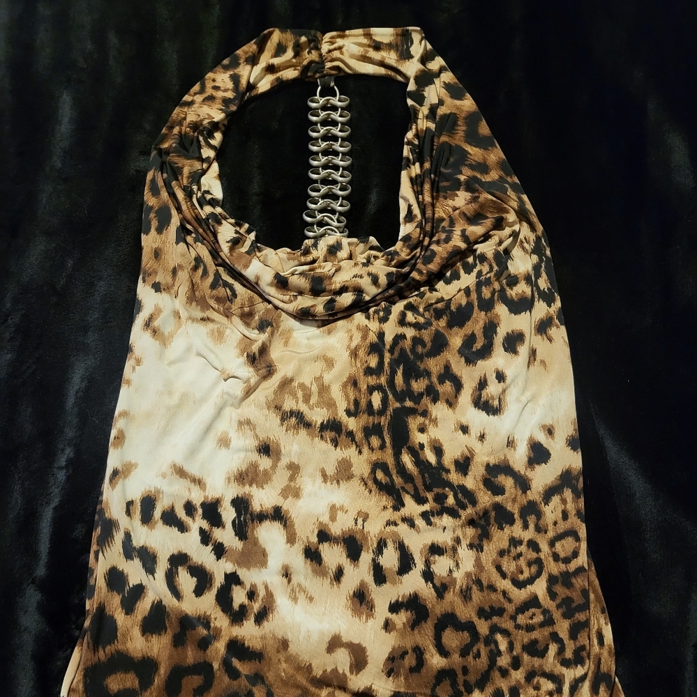 NWOT 2BEBE SEXY LEOPARD PRINT HALTER